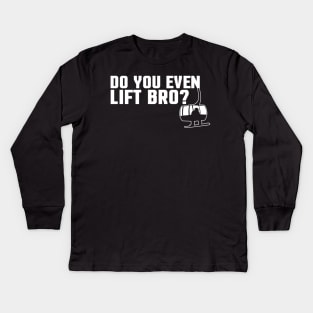 Funny Do You Even Lift Bro Ski/Snowboard Ski Lift Kids Long Sleeve T-Shirt